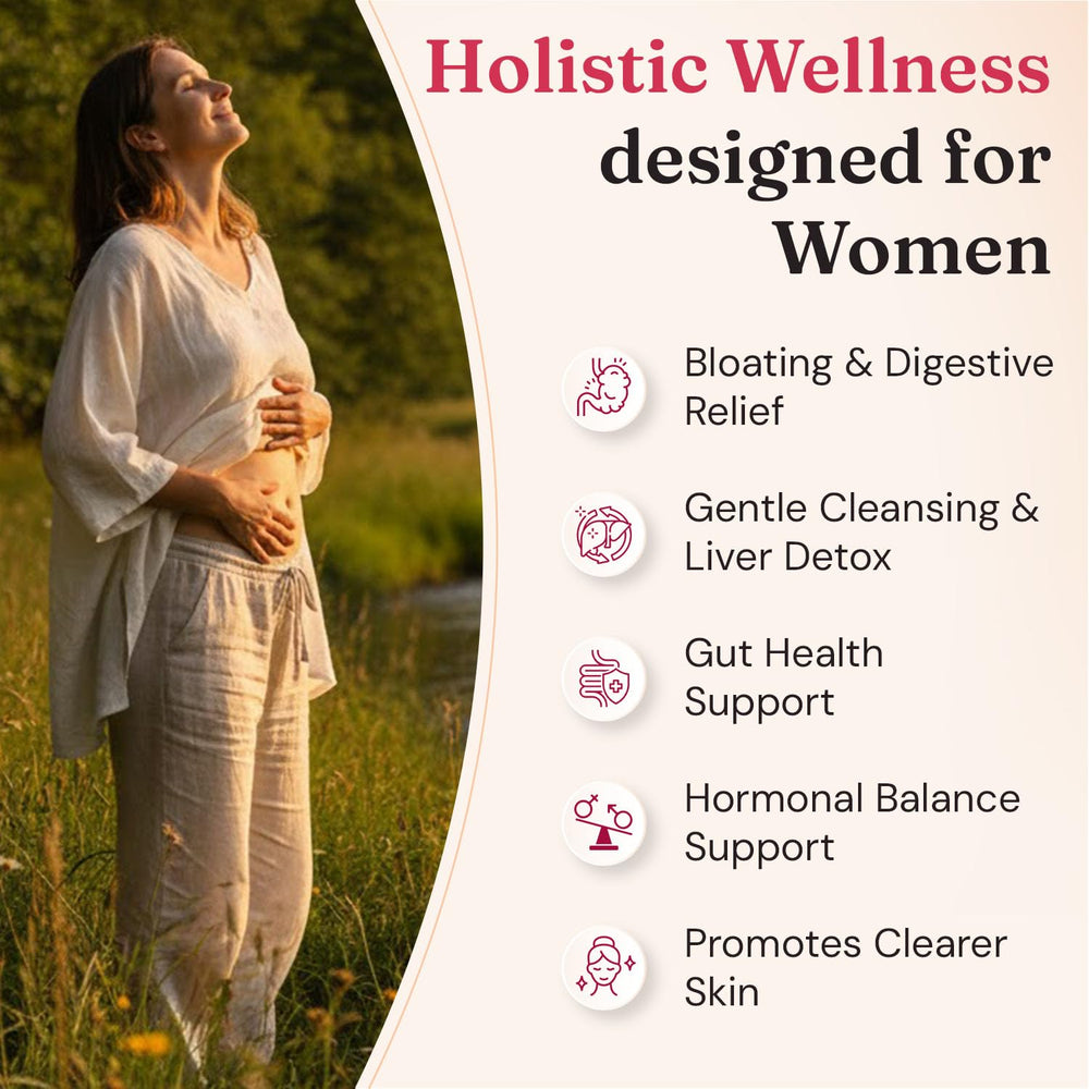 Nourished Natural Detox + Debloat glass bottle displayed for everyday wellness