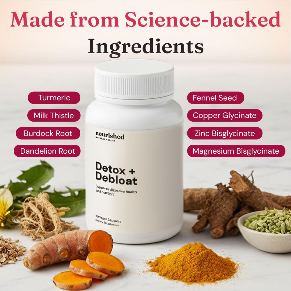 Nourished Natural Detox + Debloat packaging front highlighting quality