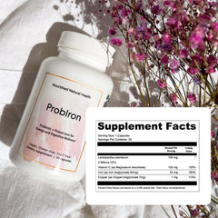 Nourished ProbIron capsules close-up highlighting iron bisglycinate