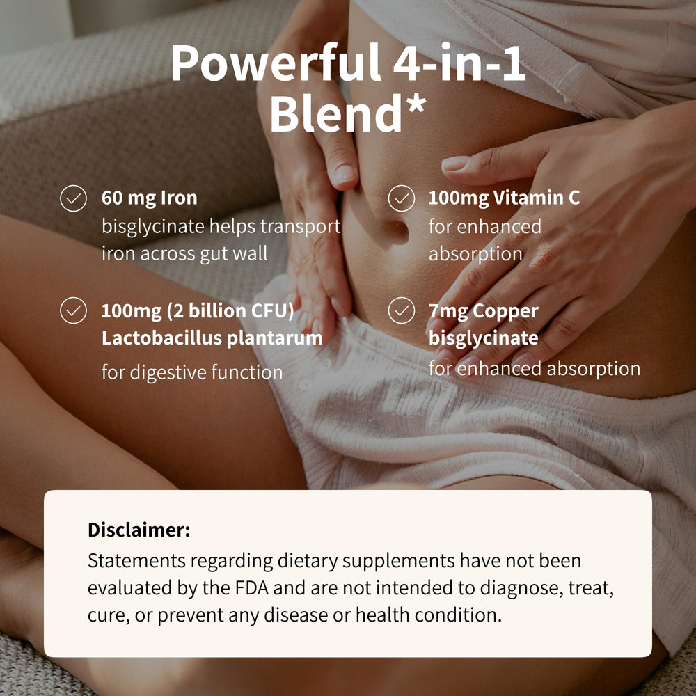 Nourished ProbIron ingredient panel featuring lactobacillus plantarum