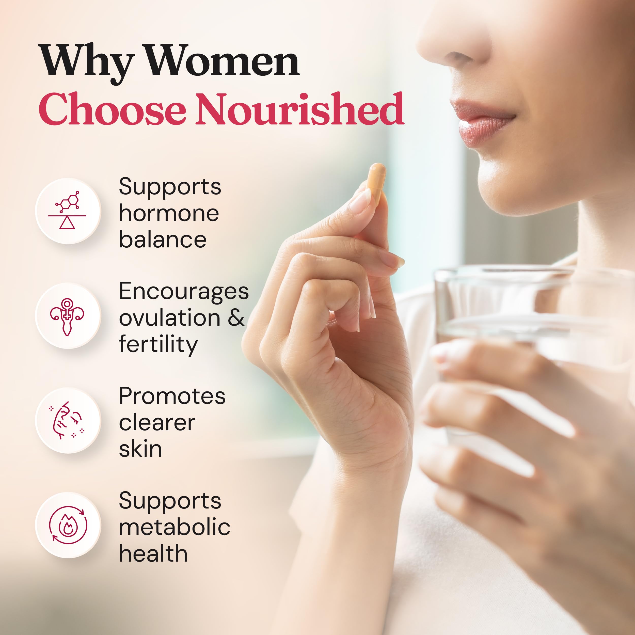 Nourished vegan and non-GMO seals emphasize dairy-free, soy-free, and gluten-free safety.