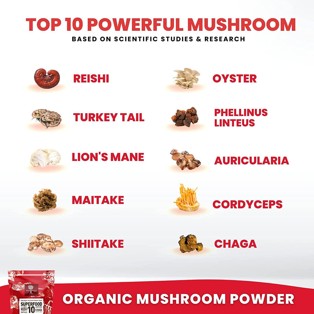 Nourishing Nutrients organic mushroom powder container reflects non-GMO purity.