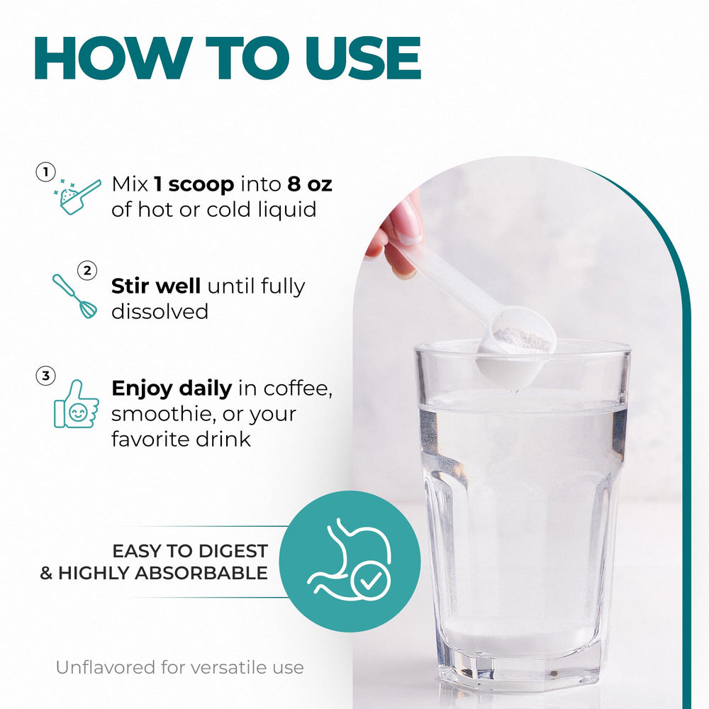 Nourism Marine Collagen scoop measuring 10 g for daily servings.