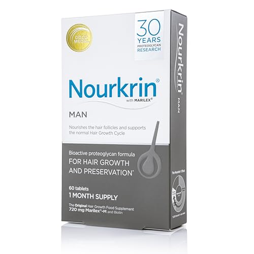 Nourkrin Man hair growth regimen chart suggesting routine results.