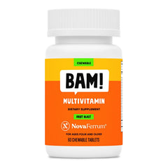 NovaFerrum BAM chewable tablets in Fruit Blast flavor for daily family nutrition.