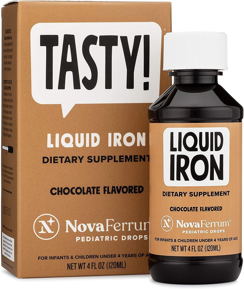 NovaFerrum Tasty bottle pour demonstrates easy dosing for kids.
