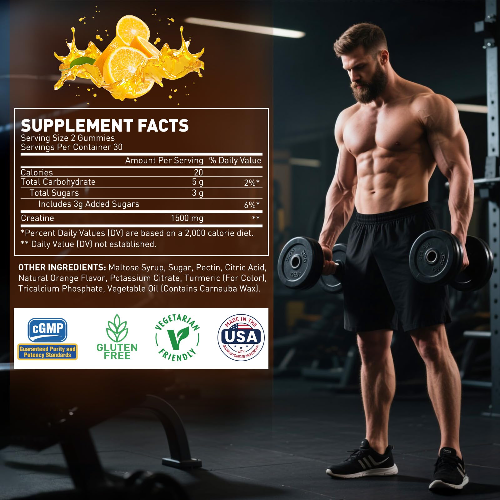 Novafun Creatine Gummies serving count shows simple daily dosage.