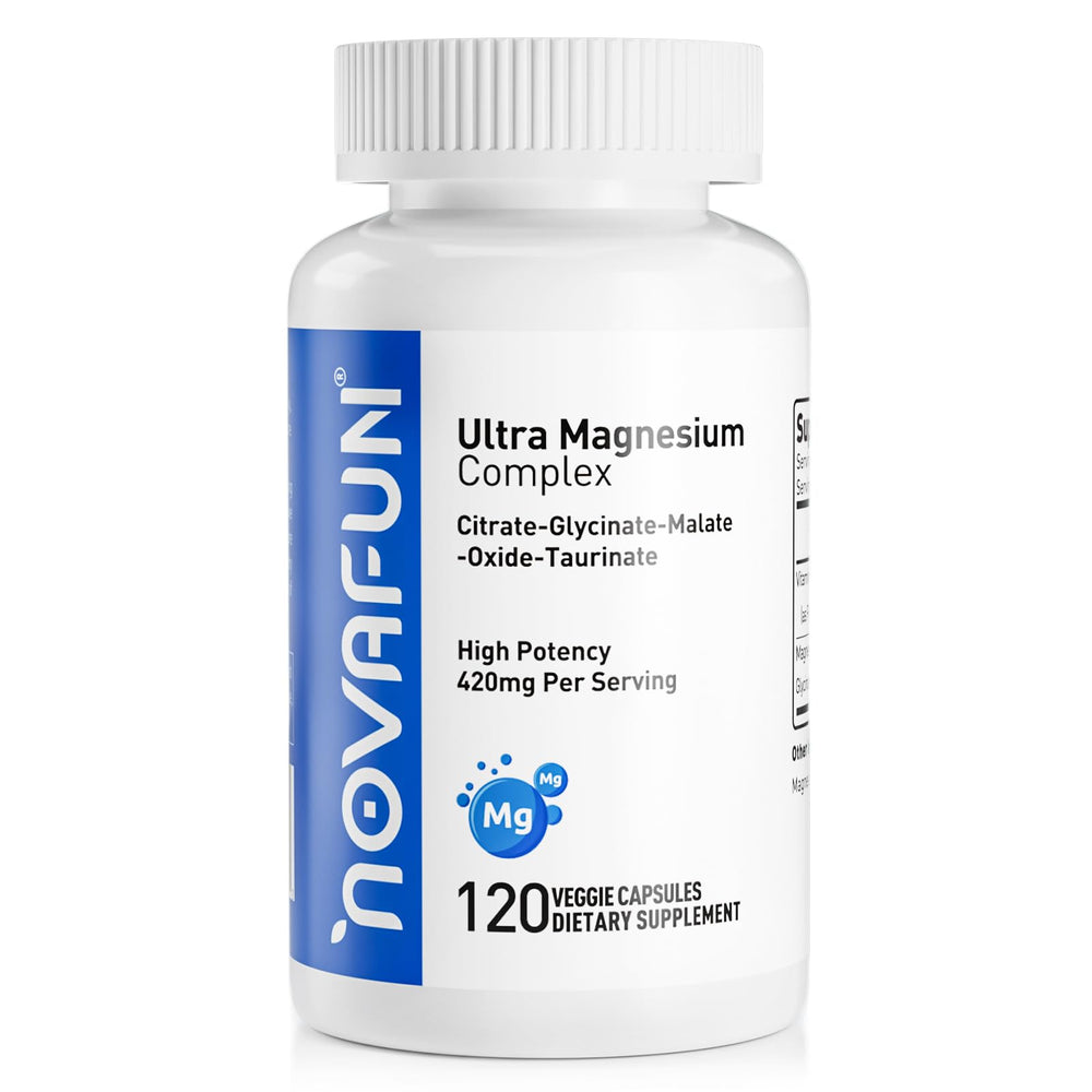 Novafun Magnesium B6 bottle front shows a dependable daily supplement for energy support.