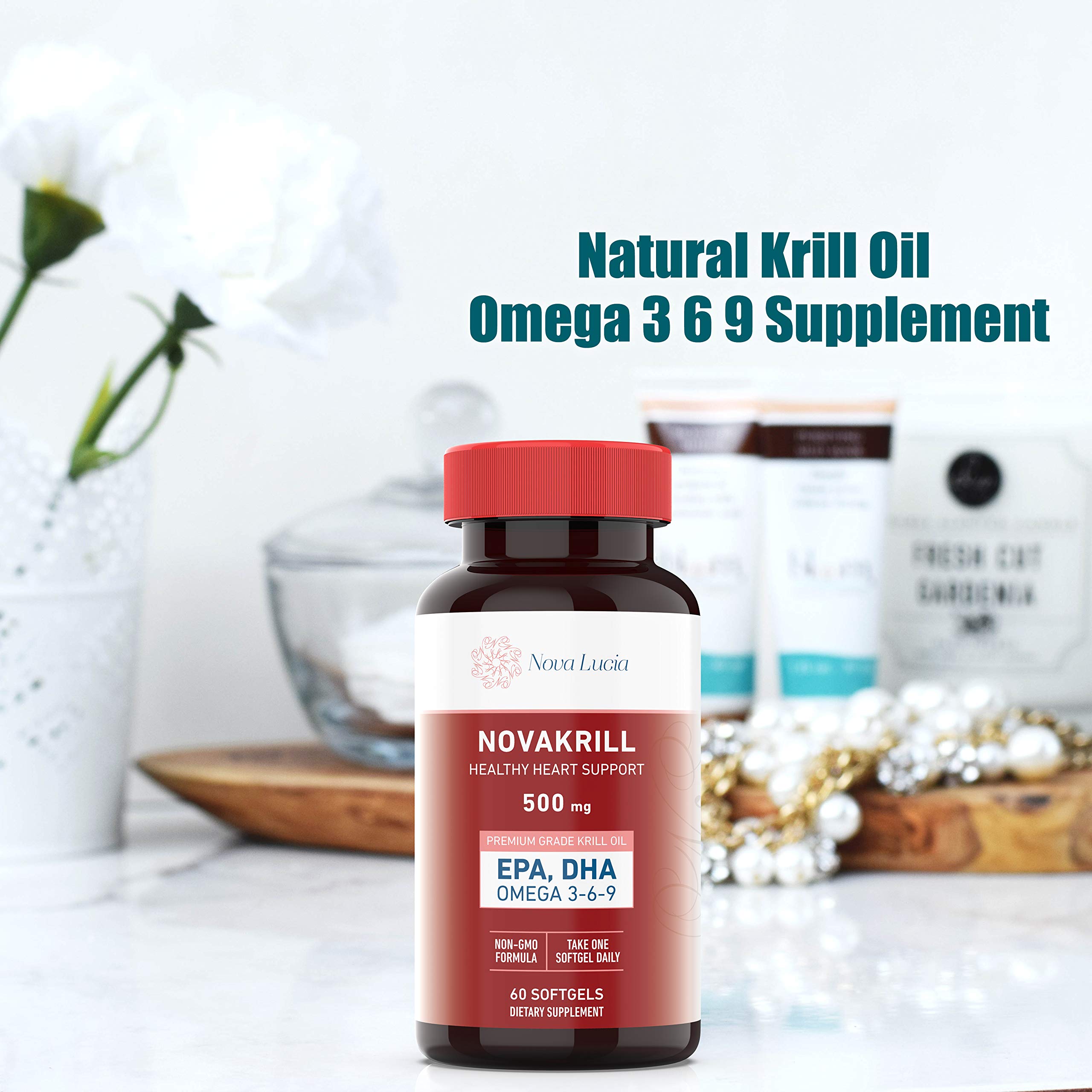 NovaKrill product badge indicates no fishy aftertaste.