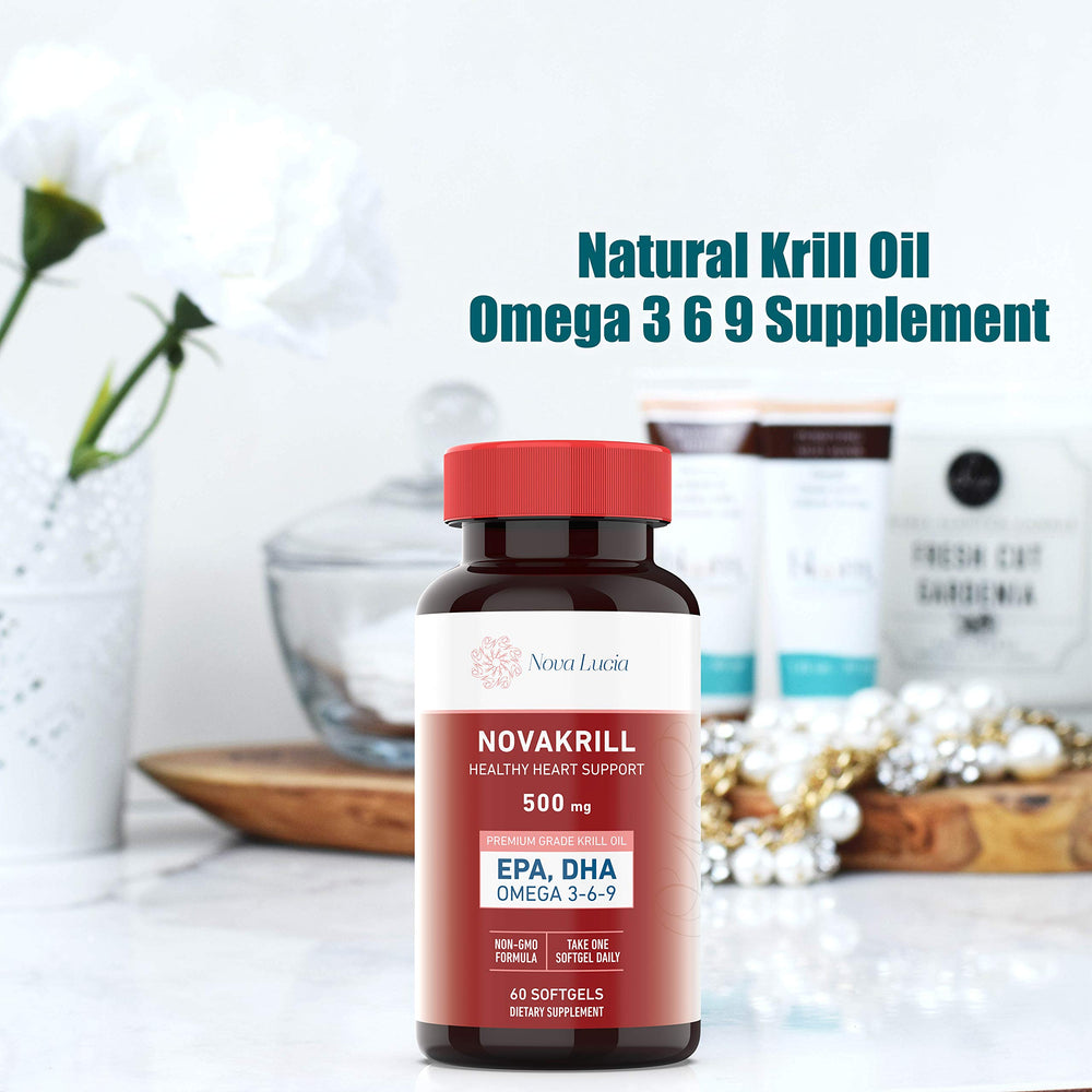 NovaKrill product badge indicates no fishy aftertaste.