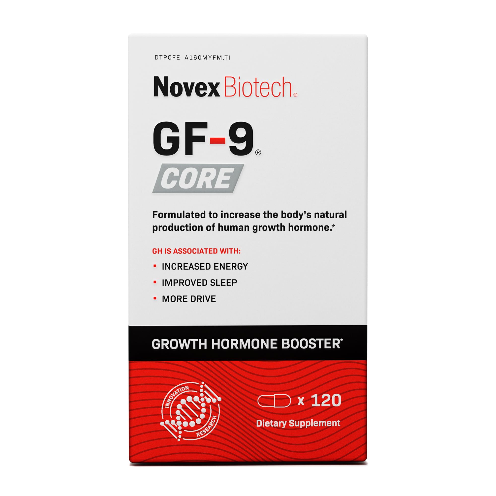 Novex Biotech GF-9 Core bottle with label showing daily GH support