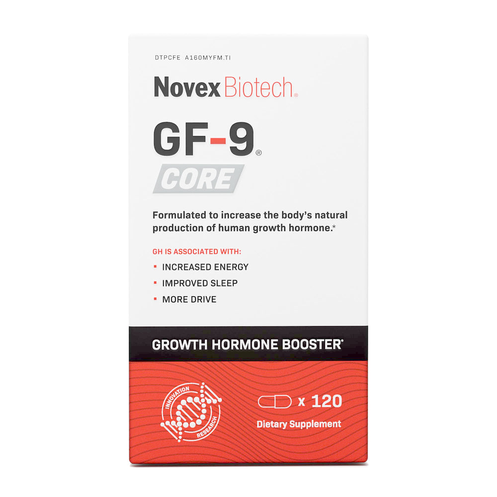 Novex Biotech GF-9 Core bottle with label showing daily GH support