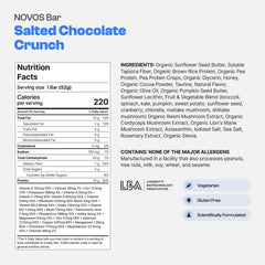 Novos Longevity Meal Bar Salted Chocolate Crunch closeup texture highlights creamy crunch