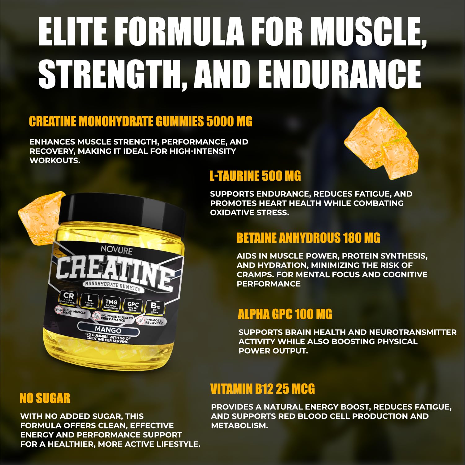 Novure gummies in gym bag ready for workout