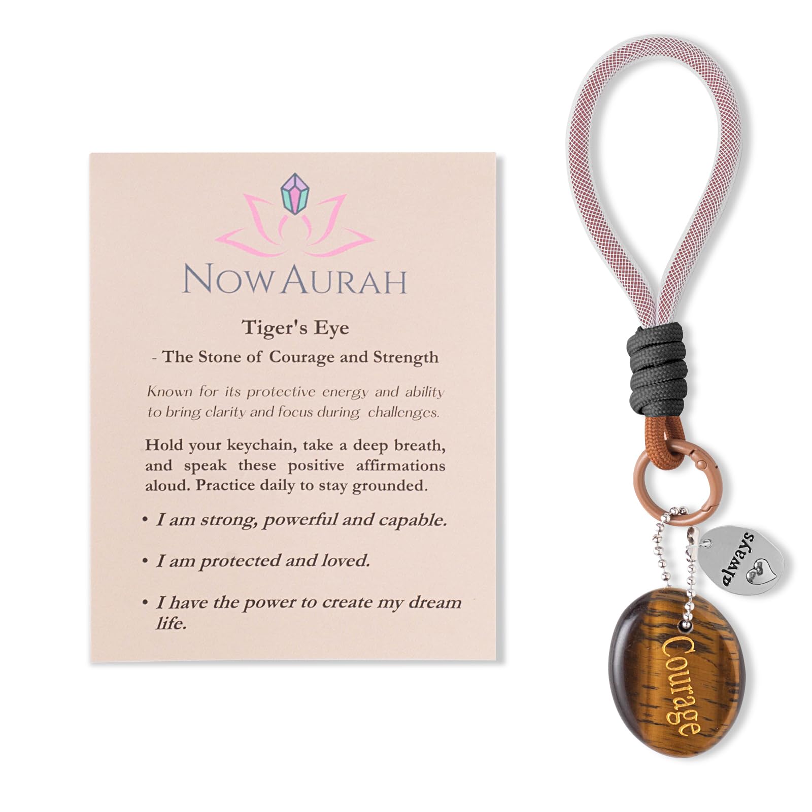 Now Aurah Tiger's Eye worry stone held for courage and calm focus