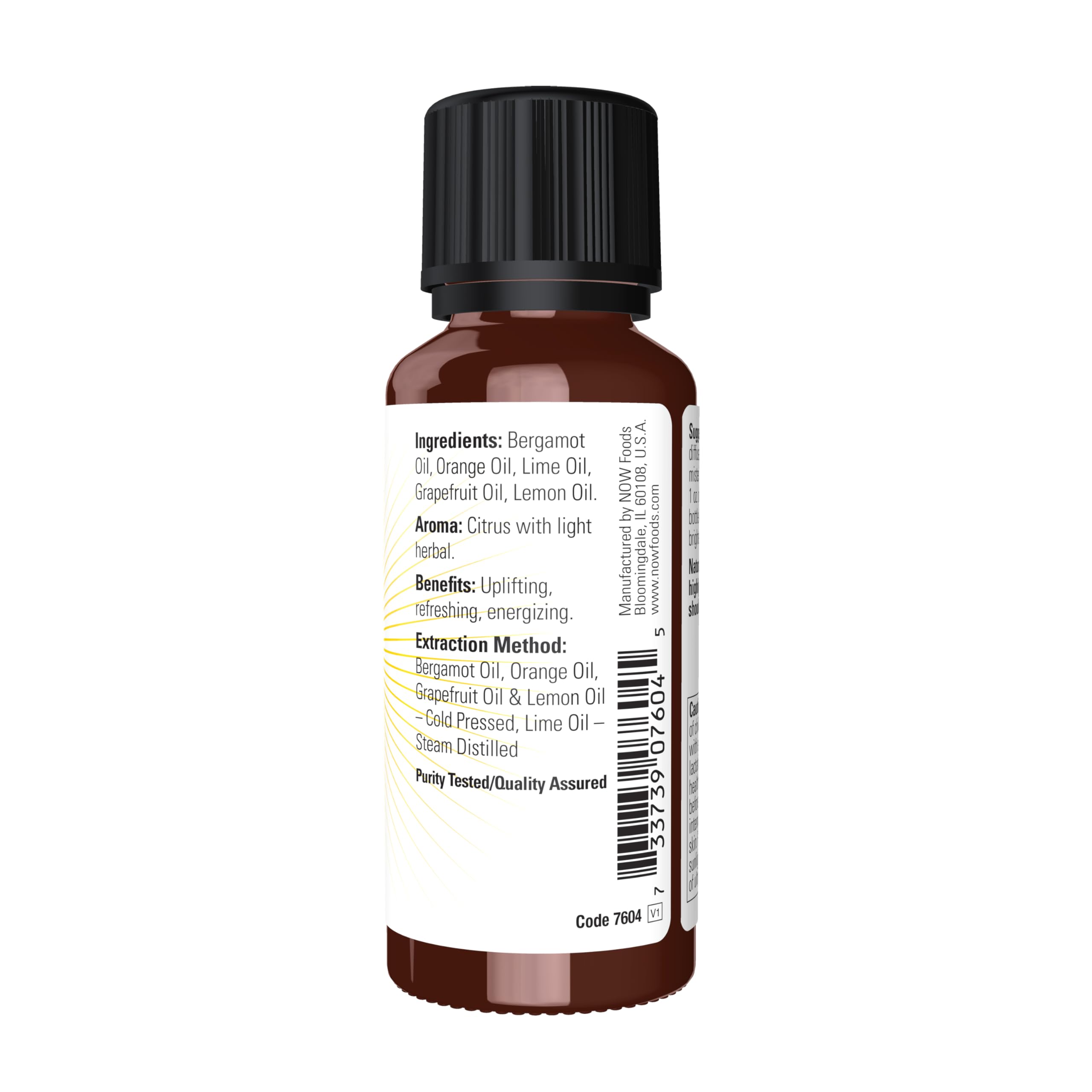 NOW Foods Cheer Up Buttercup diffuser setup showing citrus essential oil blend for energy