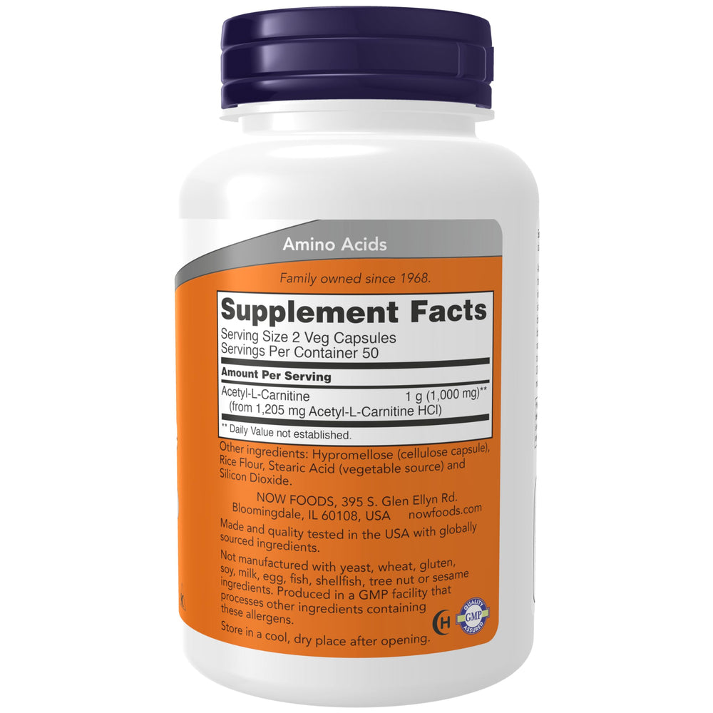 NOW Foods Acetyl-L-Carnitine 500 mg capsules for easy daily supplementation