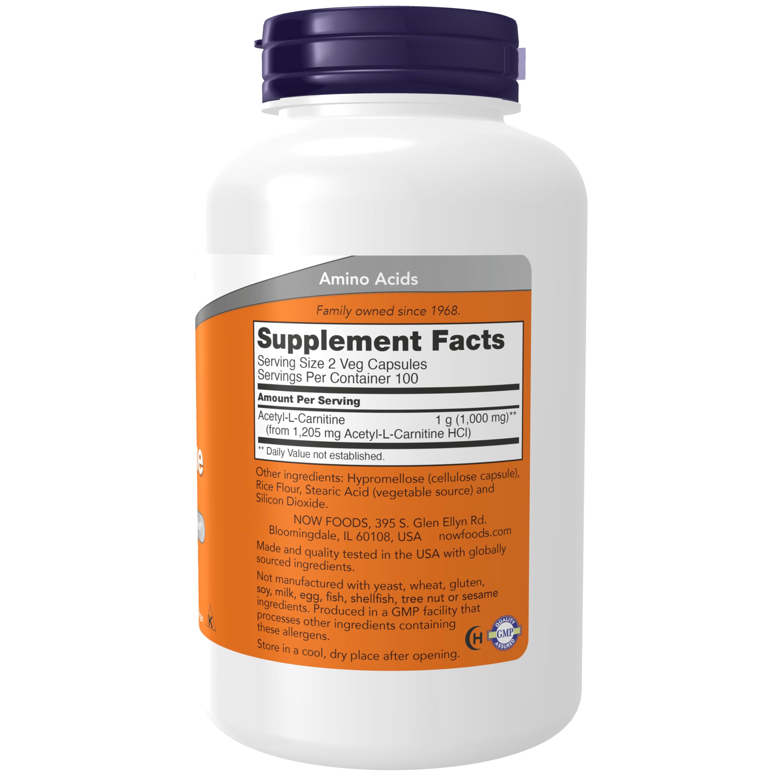 NOW Foods Acetyl-L Carnitine 500 mg capsules for easy daily supplementation