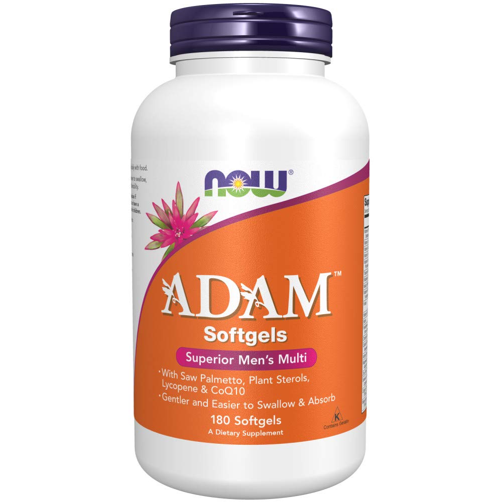 NOW Foods Adam Men's Multivitamin softgels bottle front for daily wellness