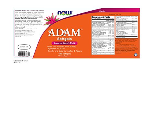 Now Foods ADAM 2-pack softgels shown for convenient ongoing daily use.