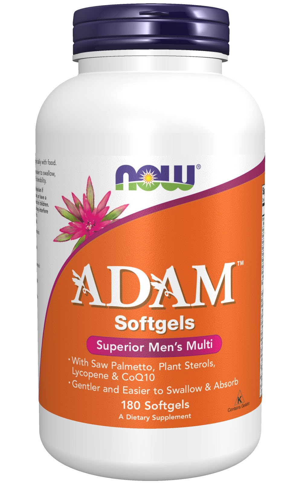 NOW Foods ADAM Superior Men's Multi bottle with label, easy daily support.