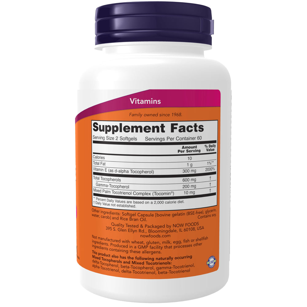 NOW Foods Advanced Gamma E Complex softgels ready for daily immune and heart health routines.
