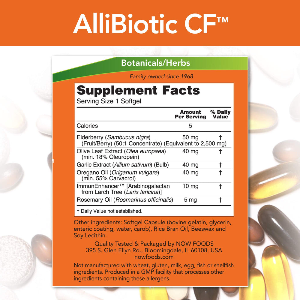 NOW Foods Allibiotic 60 sgels pack of 4, handy for multi-month supply.