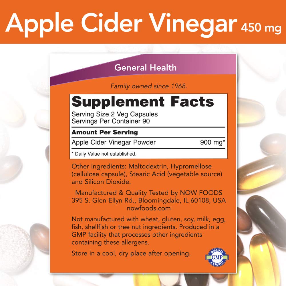 Now Foods Apple Cider Vinegar 450 mg bottle ready for daily capsule routine.