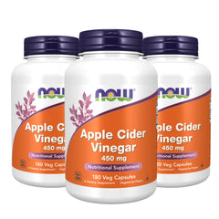 Now Foods Apple Cider Vinegar 450 mg bottle with clear label for daily use.