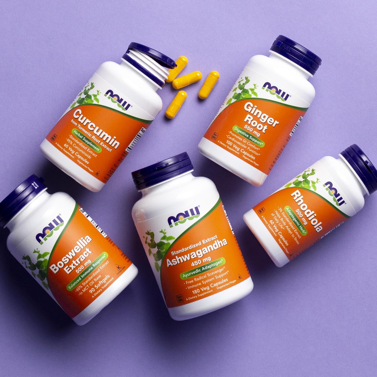 NOW Foods Ashwagandha capsules in hand: natural adaptogen for calm routines