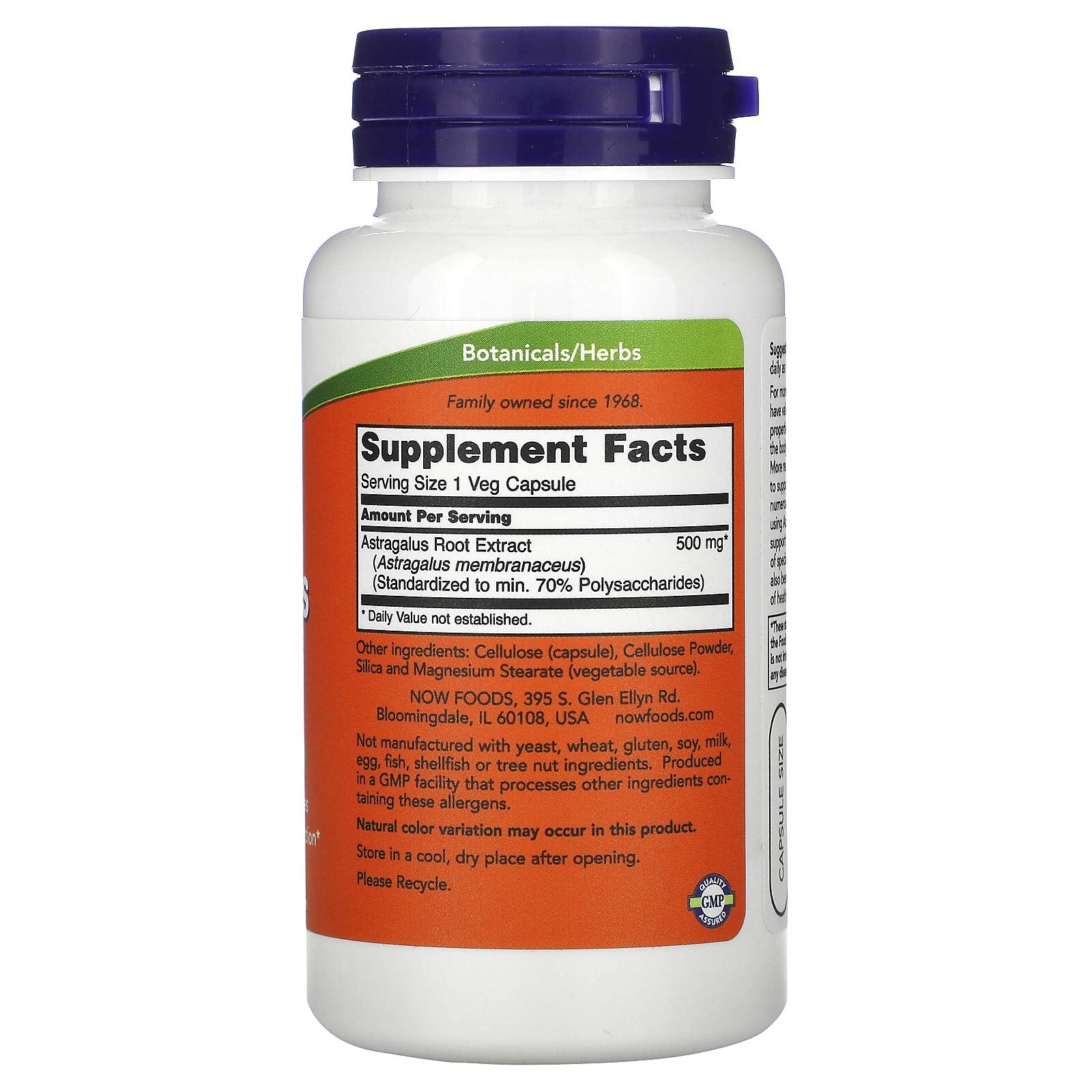 NOW Foods Astragalus capsules on shelf imply convenient daily immune support