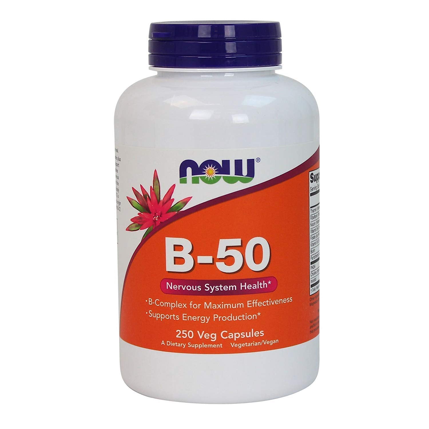 NOW Foods B-50 capsules open image highlights texture for daily energy support