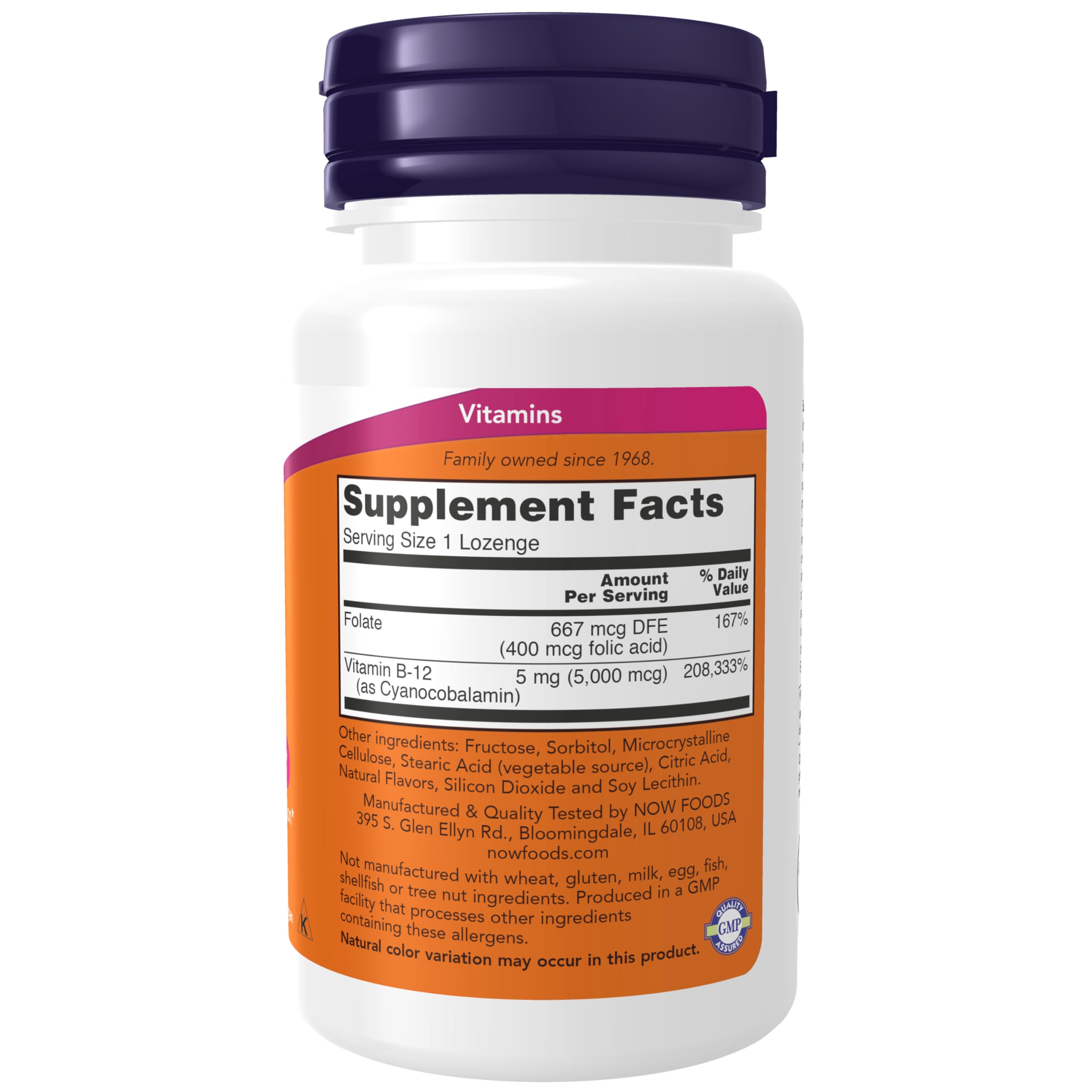 NOW Foods B-12 lozenge dissolves on tongue for convenient daily use