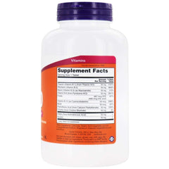 NOW Foods B-50 bottle label close-up highlighting choline and inositol blend for daily health support