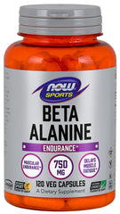 NOW Foods Beta-Alanine bottle front, showcasing label and potential endurance support during workouts.