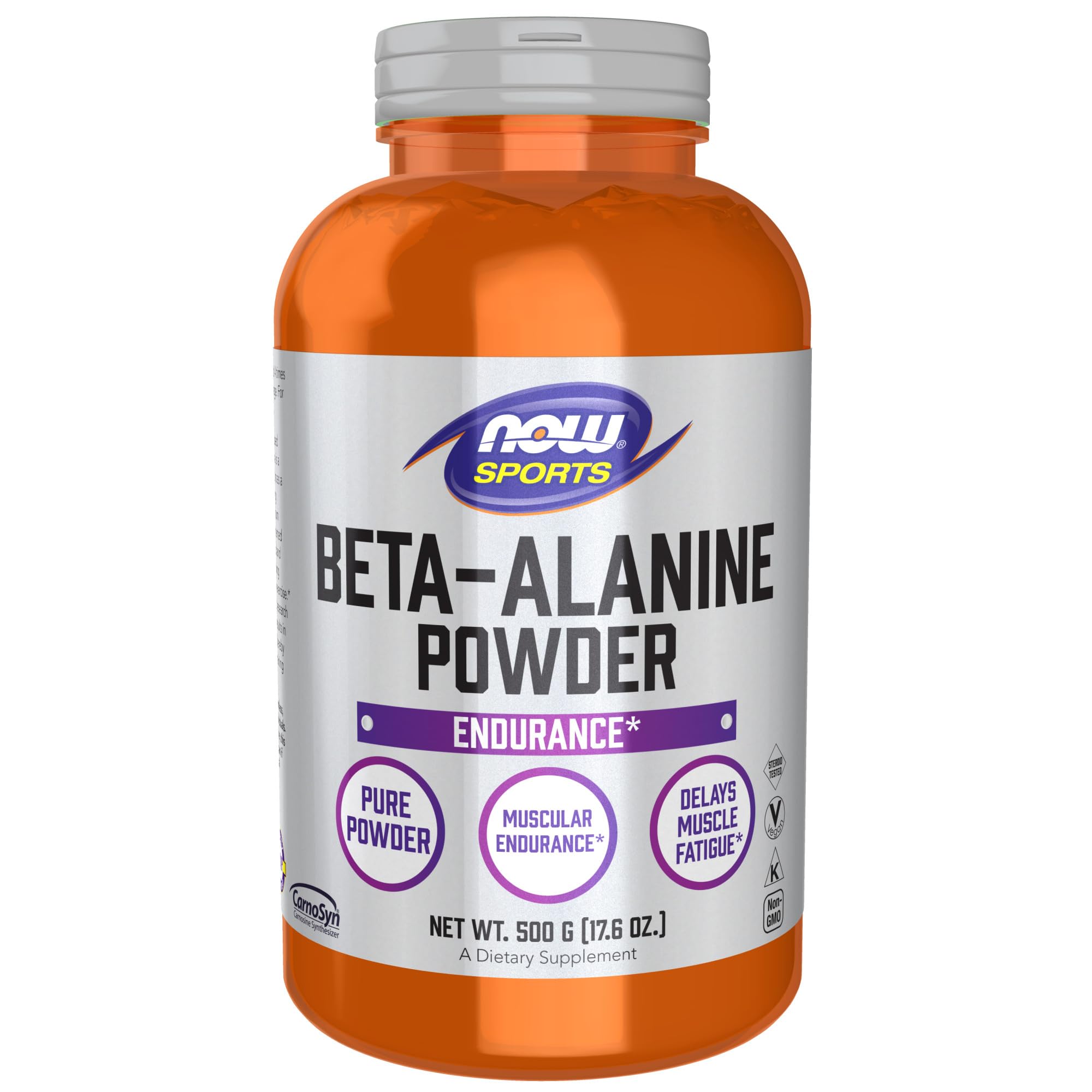 NOW Foods Beta-Alanine powder bottle for endurance during workouts.