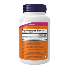NOW Foods Beta-Carotene softgels cap closeup highlights natural color and soft gelatin texture.
