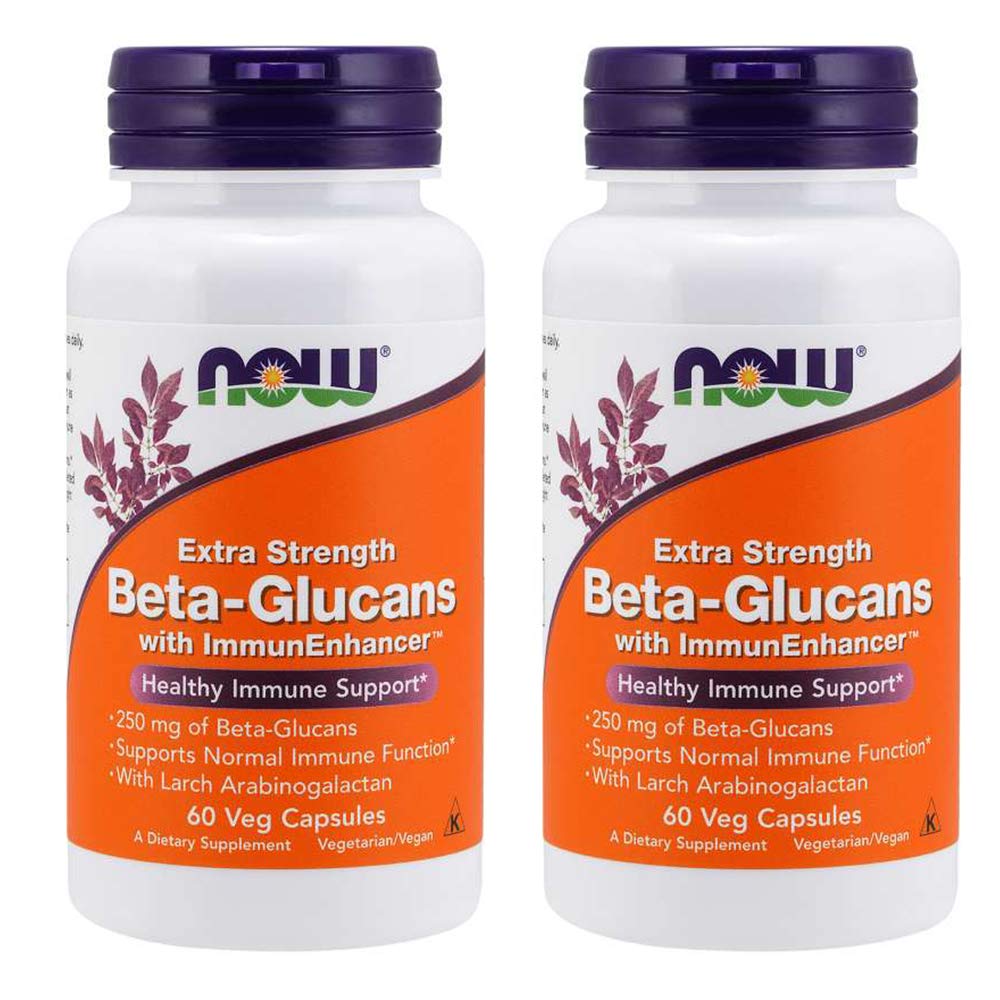 NOW Foods Beta-Glucans bottle front with immune-support packaging.