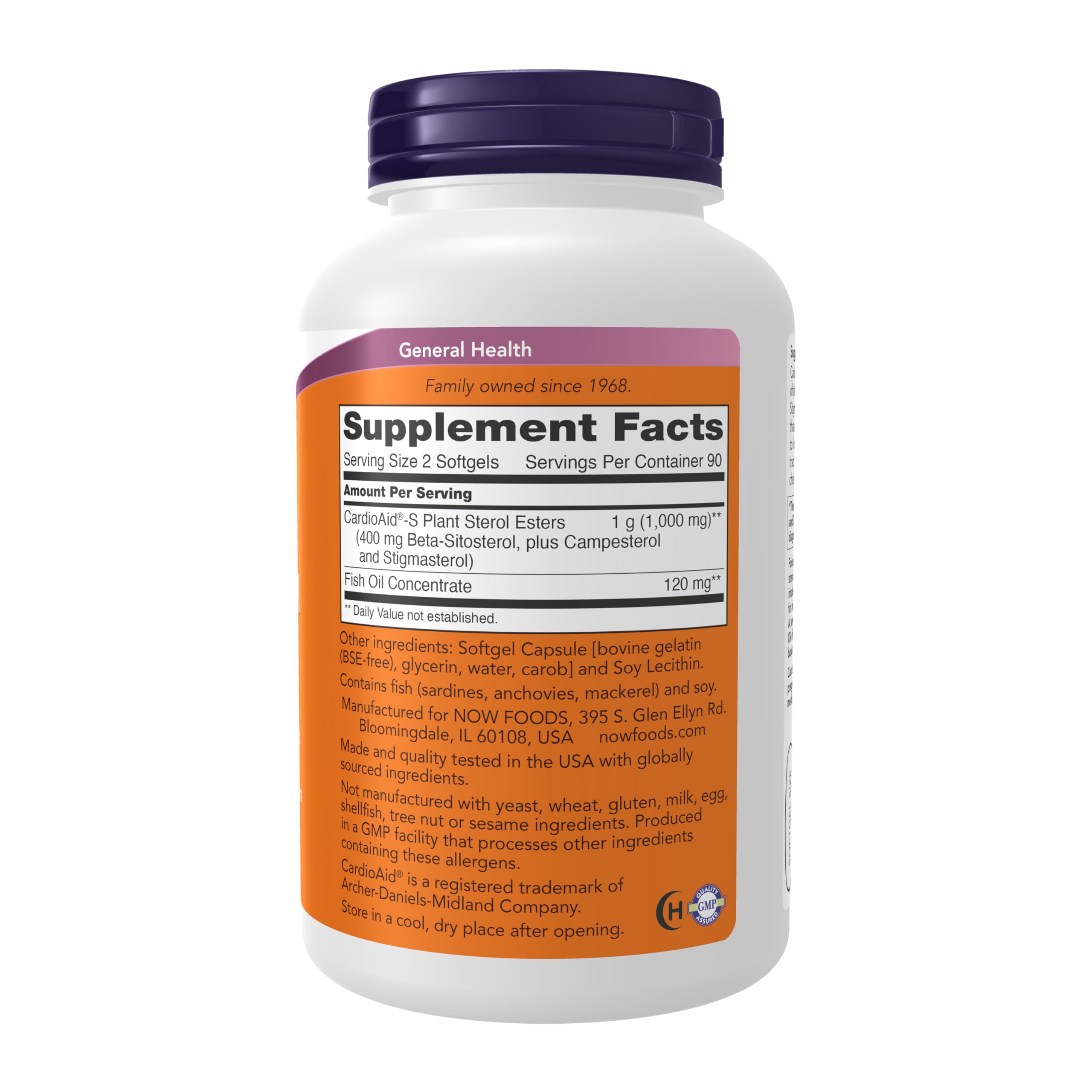 NOW Foods fish oil softgels close-up showcases added omega-3s for heart health