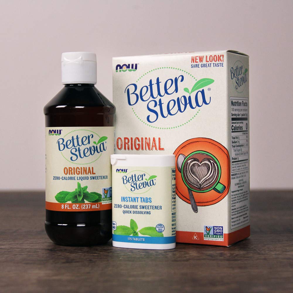 In-kitchen setup using NOW Better Stevia for baking and beverages.
