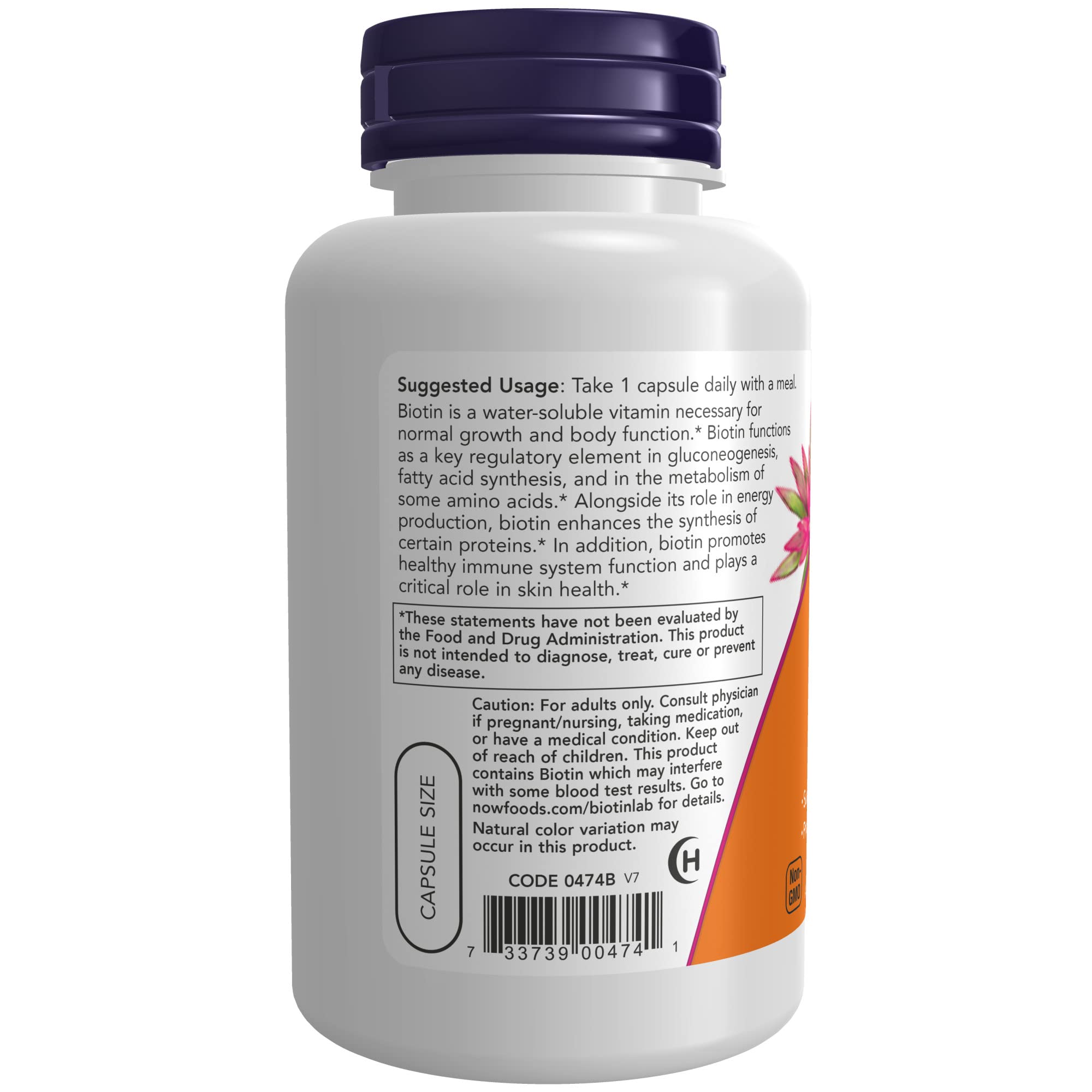 NOW Foods Biotin capsules pouring into a hand for daily routine