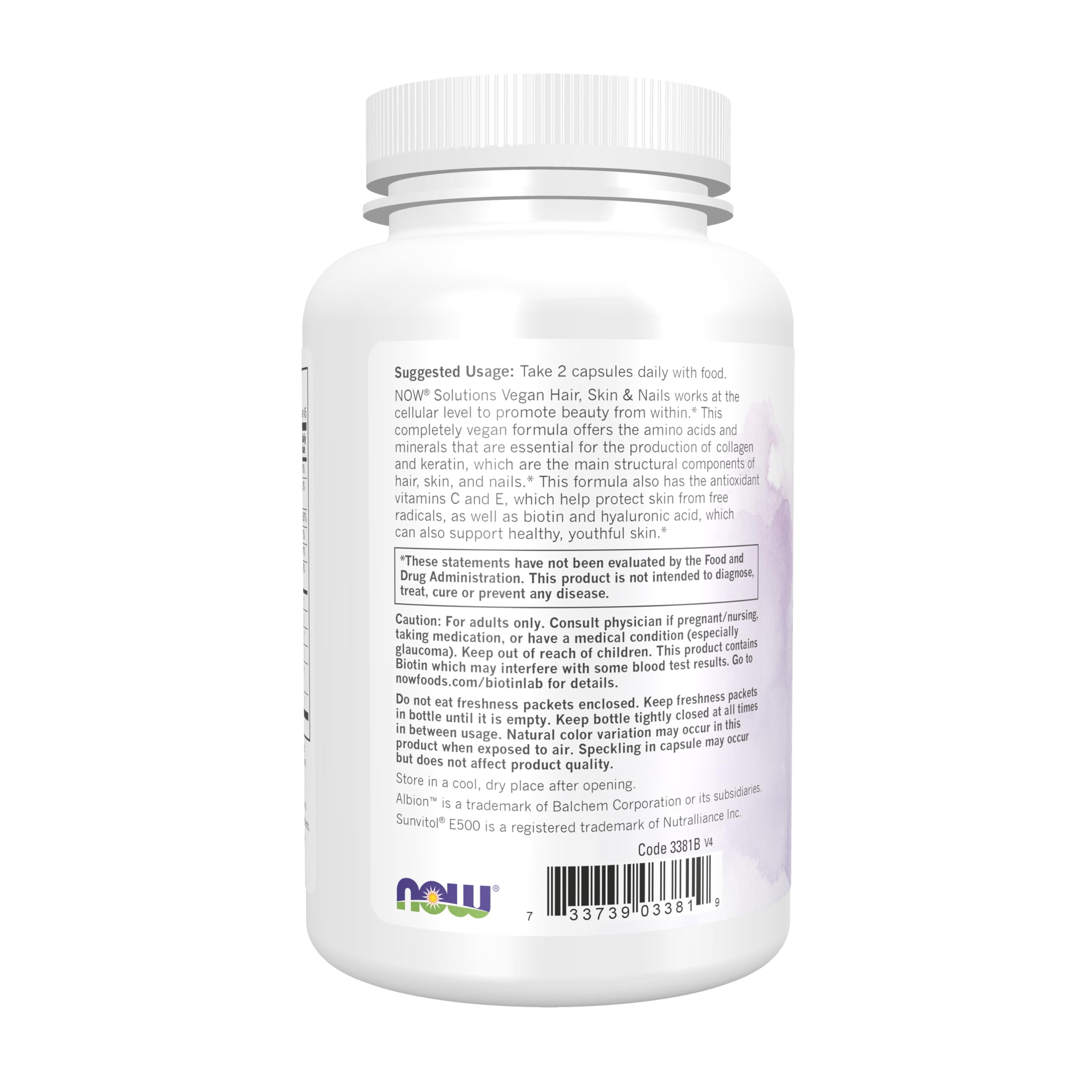 NOW Foods Biotin 5000mcg capsules indicate high potency for keratin support.
