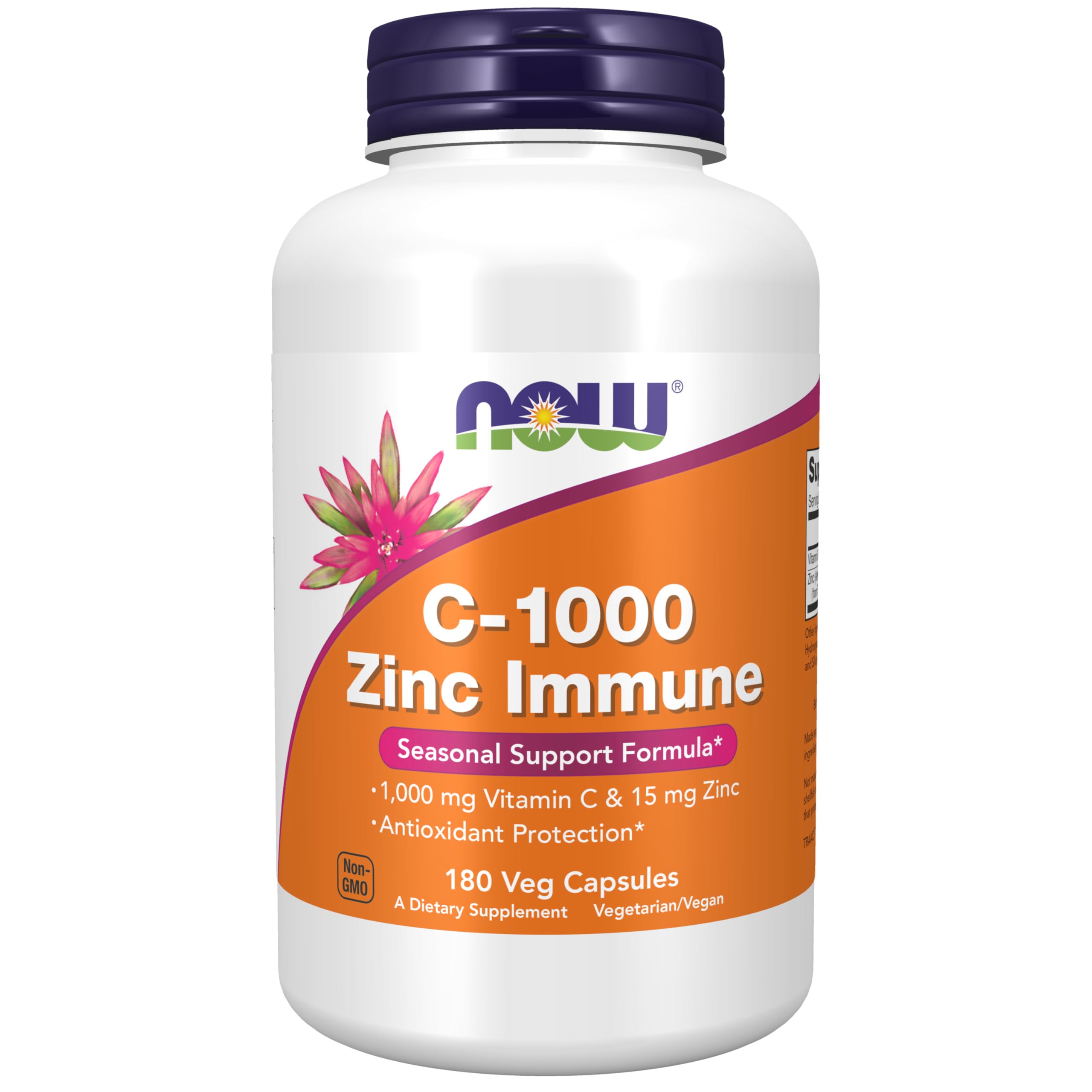 NOW Foods C-1000 Zinc Immune bottle close-up for daily immune support
