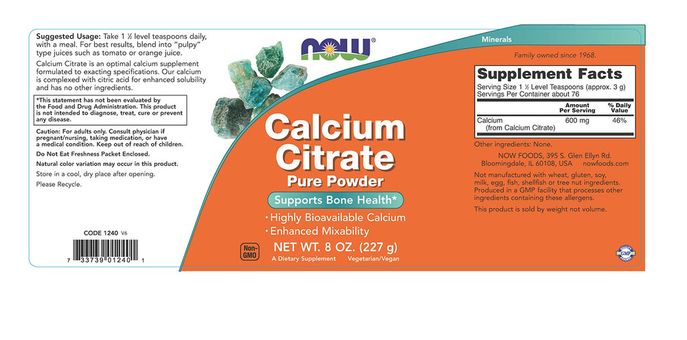 NOW Foods Calcium Citrate Powder with scoop, easy to customize dosage for your routine.