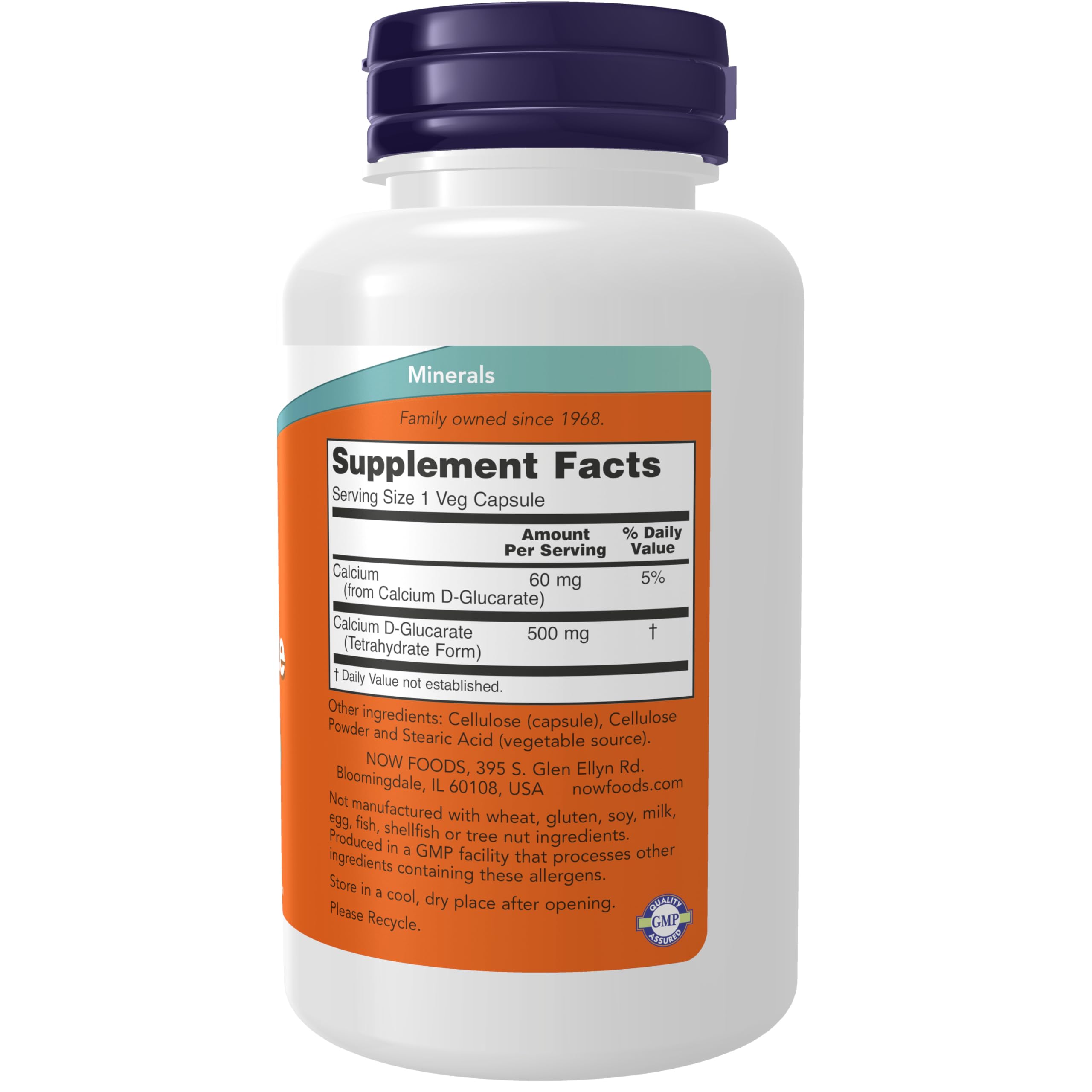 NOW Foods Calcium D-Glucarate 500 mg capsules ready for daily detox support.