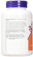 Now Foods Caprylic Acid softgels close-up for easy daily MCT support.