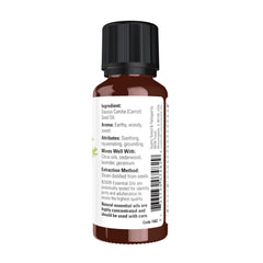 NOW Foods carrot seed oil in a diffuser setup promoting calm room atmosphere