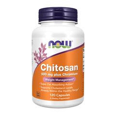 NOW Foods Chitosan 500 mg bottle pour shows fat-binding action in the digestive tract.