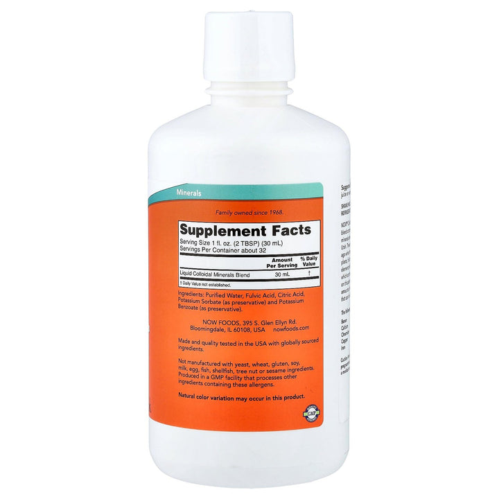 NOW Foods Colloidal Minerals serving spoon measures daily dose