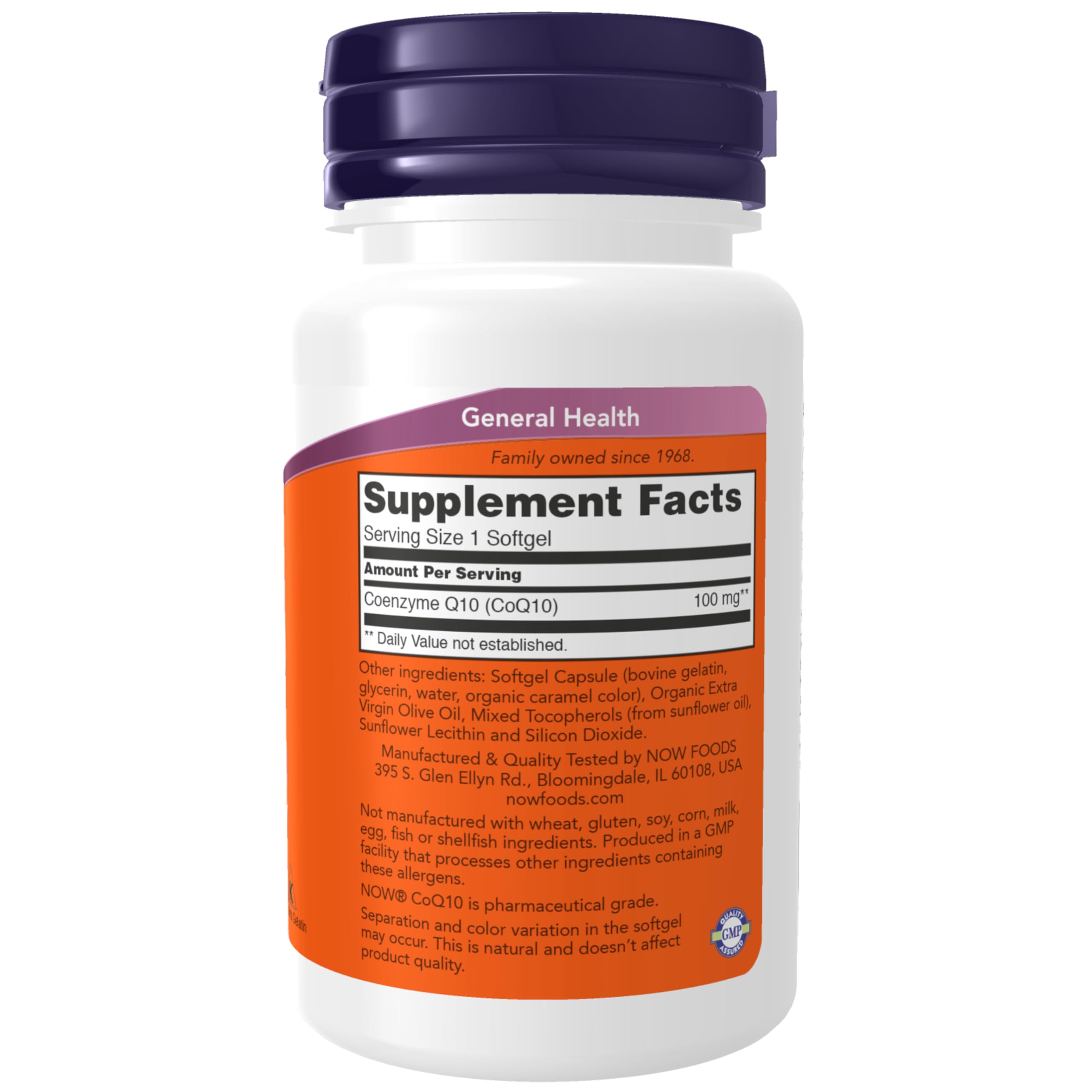 NOW Foods CoQ10 label close-up for clear dosage and easy daily use